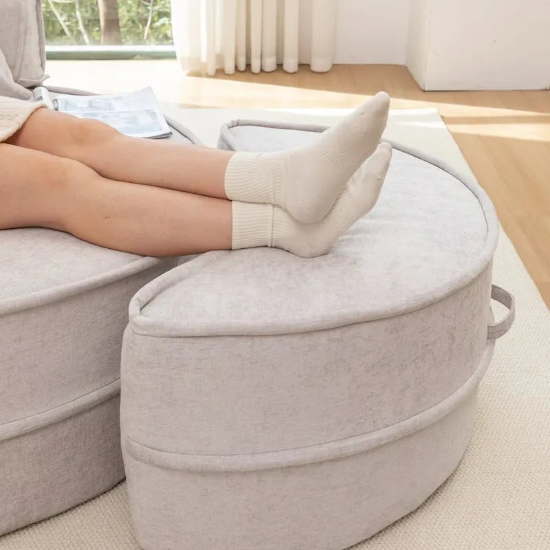 Modern Round Barrel Accent Chair with Ottoman - Velvet Lounge Sofa