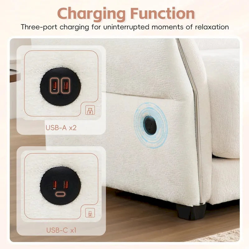 110 Modular Sectional Sofa, L-Shape Sofa with USB and Type-C Charger