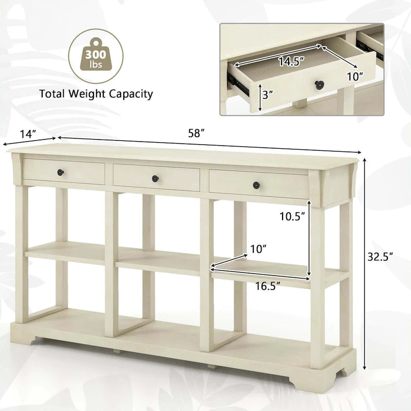 Costway 58 Long Sofa Table with Storage Retro Console Table with 3 - See Details
