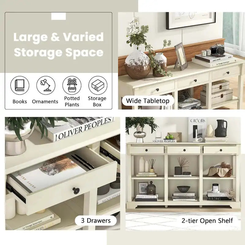 Costway 58 Long Sofa Table with Storage Retro Console Table with 3 - See Details