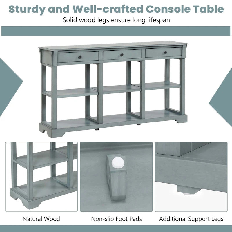 Costway 58 Long Sofa Table with Storage Retro Console Table with 3 - See Details