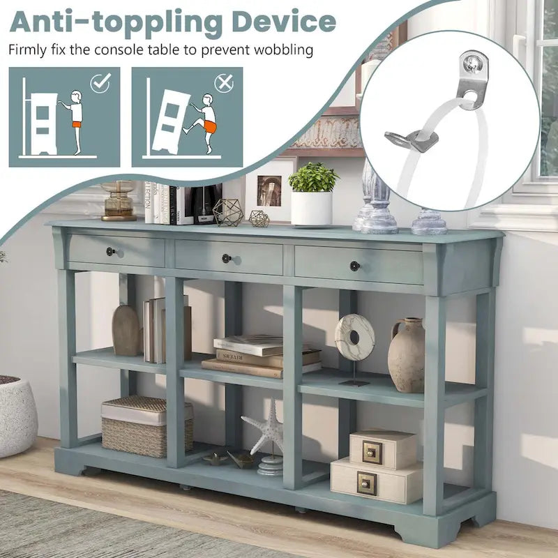 Costway 58 Long Sofa Table with Storage Retro Console Table with 3 - See Details