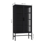 61.02H Modern Display Sideboard Buffet with Adjustable Shelves, Anti-Tip Kit, Tempered Glass Doors