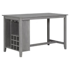Multi-Functional Counter Height Dining Set Kitchen Bar Dining Table Set with 9 Wine Compartment Wine Glass Holders for Kitchen