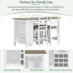 Multi-Functional Counter Height Dining Set Kitchen Bar Dining Table Set with 9 Wine Compartment Wine Glass Holders for Kitchen