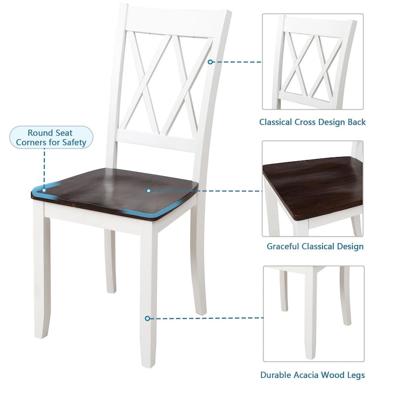 Home Kitchen Table and Chairs Set Farmhouse Kitchen Dining Table Set with Anti-Slipping Protectors and X-Back Chair for Kitchen