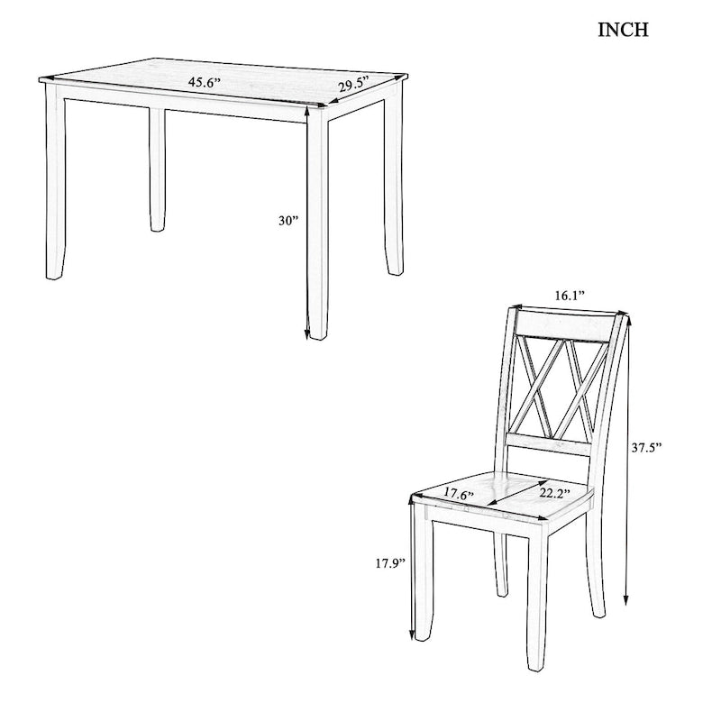 Home Kitchen Table and Chairs Set Farmhouse Kitchen Dining Table Set with Anti-Slipping Protectors and X-Back Chair for Kitchen