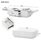 Modern Stylish Coffee Table Extendable Coffee Table with 2 Large Storage Compartments 2 Drawers, for Living Room