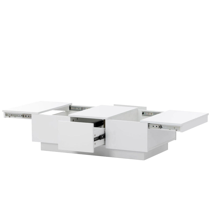 Modern Stylish Coffee Table Extendable Coffee Table with 2 Large Storage Compartments 2 Drawers, for Living Room