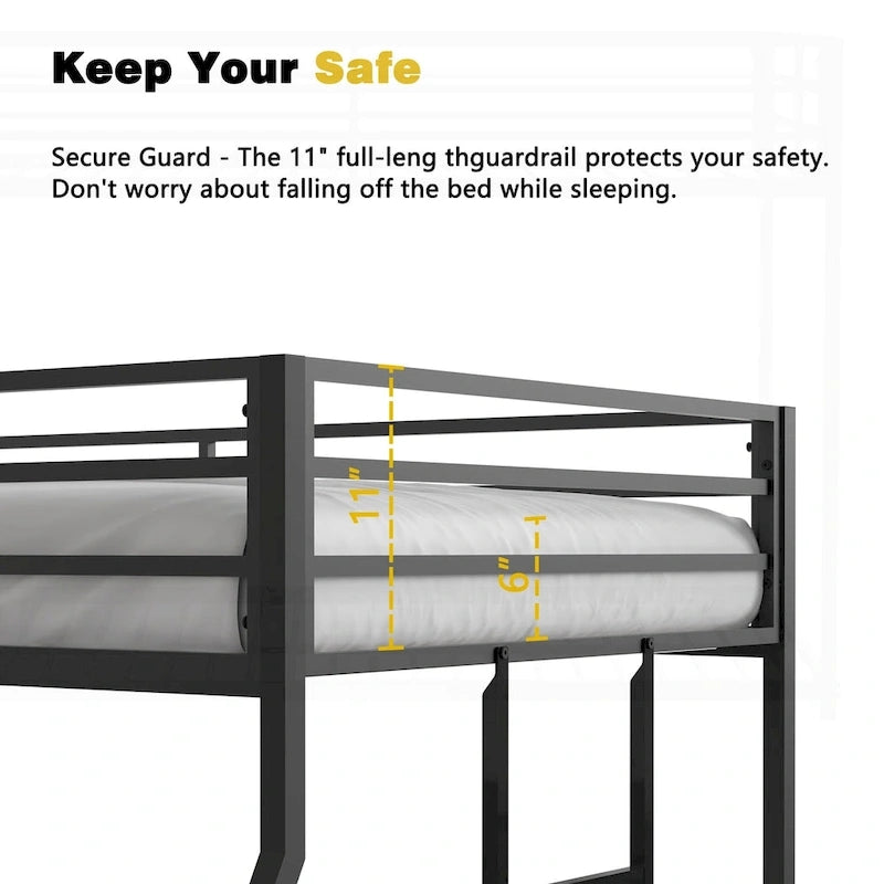 Sturdy Metal White Bunk Bed for Kids and Adults with Multiple Safety Features