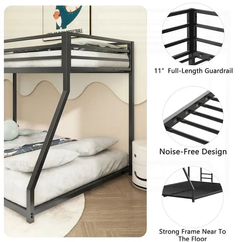Sturdy Metal White Bunk Bed for Kids and Adults with Multiple Safety Features