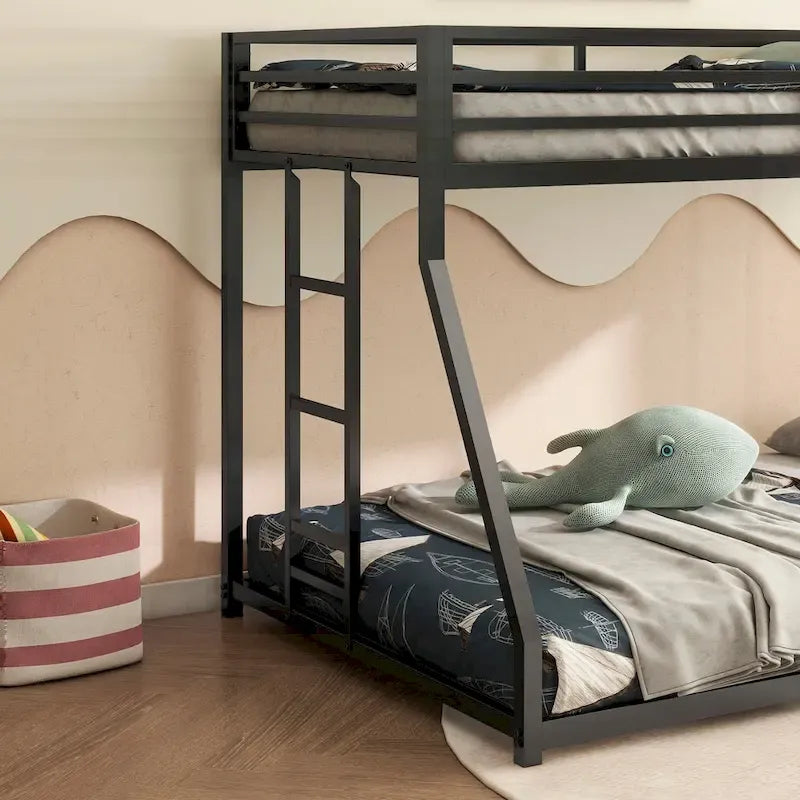 Sturdy Metal White Bunk Bed for Kids and Adults with Multiple Safety Features