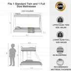 Sturdy Metal White Bunk Bed for Kids and Adults with Multiple Safety Features