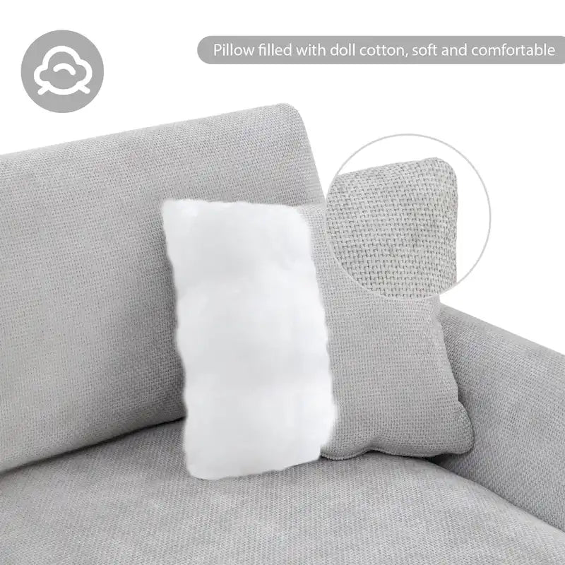 119 Chenille L-Shaped Sectional Sofa with Chaise Lounge and 2 Pillows