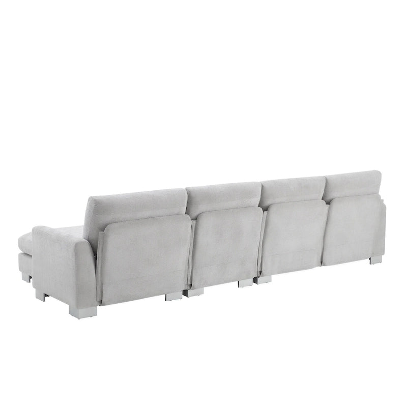 119 Chenille L-Shaped Sectional Sofa with Chaise Lounge and 2 Pillows