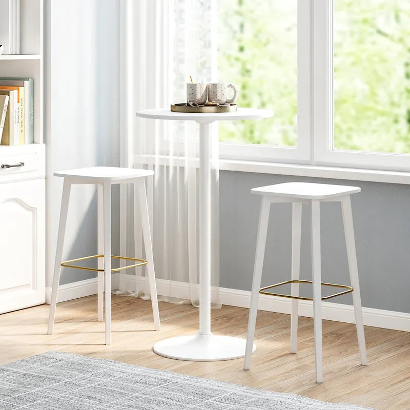 Gymax Round Bar Table w/ Adjustable Height & Metal Base Modern Style