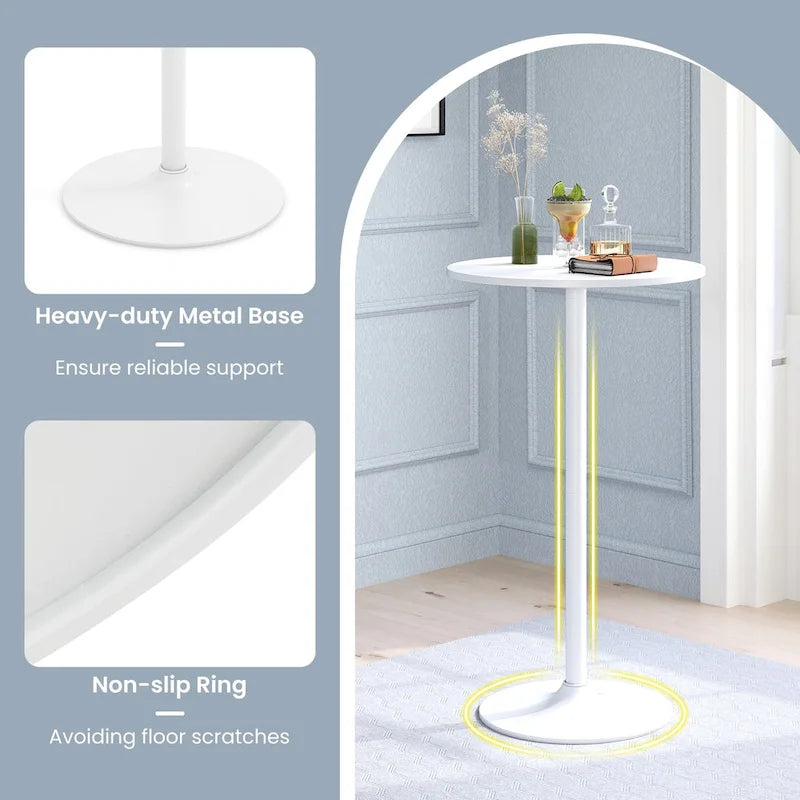 Gymax Round Bar Table w/ Adjustable Height & Metal Base Modern Style
