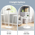 Gymax Round Bar Table w/ Adjustable Height & Metal Base Modern Style
