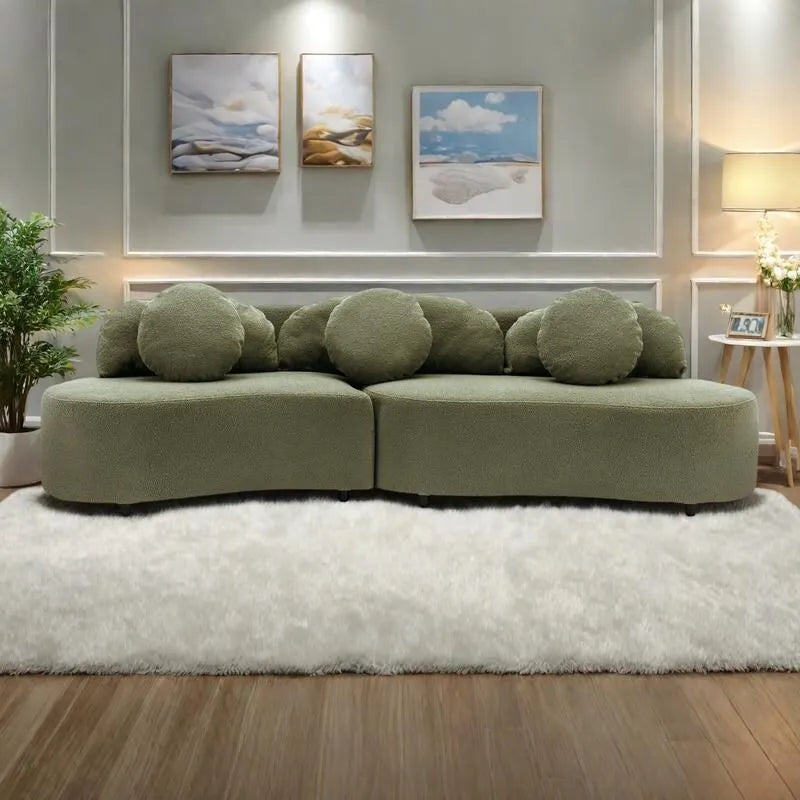 103.5 Lamb Velvet Armless Sofa with 6 Pillows and Floating Design