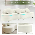 103.5 Lamb Velvet Armless Sofa with 6 Pillows and Floating Design