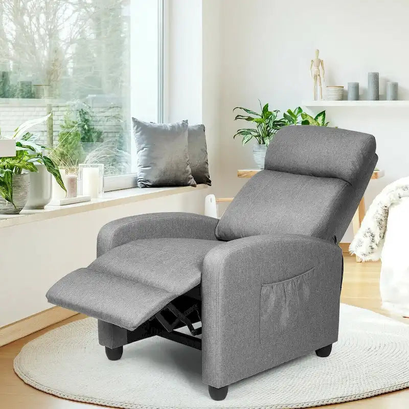 Gymax Massage Recliner Chair Single Sofa Padded Seat w/ Footrest