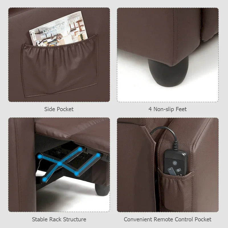 Gymax Massage Recliner Chair Single Sofa Padded Seat w/ Footrest