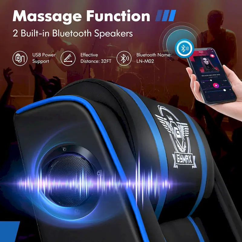 Gymax Massage Gaming Recliner Chair PU Leather Single Recliner Sofa