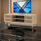 Ciel Large TV Media Console, 4 Drawers, 2 Shelves, Brown Wood, 72 Inch