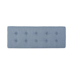 Liba Ottoman Bench, Button Tufted Light Blue Fabric, Black, 47 Inch