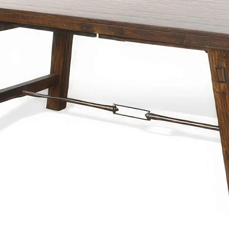 Reggie Extendable Table, Brown Mahogany Wood, Rectangular 76-106 Inch