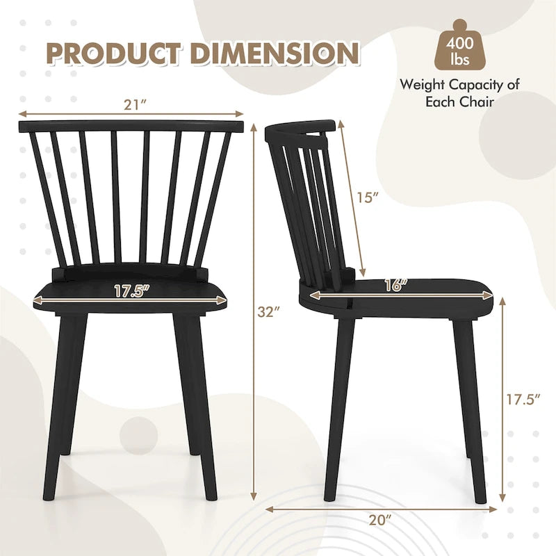 Gymax 4 PCS Dining Chair Windsor High Spindle Back Wood Kitchen Chairs