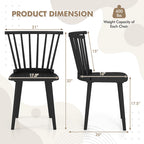 Gymax 4 PCS Dining Chair Windsor High Spindle Back Wood Kitchen Chairs