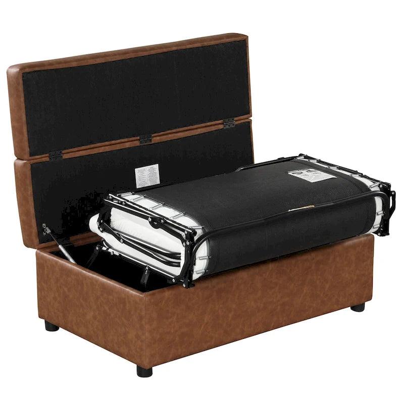 Roomfitters Twin Size Folding Ottoman Sleeper Bed with Mattress, Compact Convertible Guest Bed for Living Room
