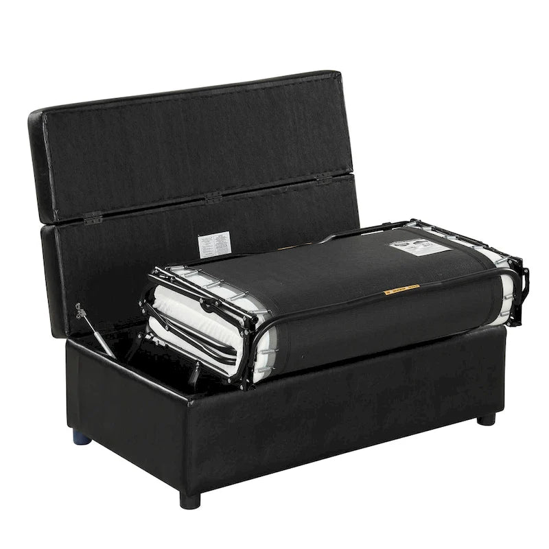 Roomfitters Twin Size Folding Ottoman Sleeper Bed with Mattress, Compact Convertible Guest Bed for Living Room