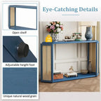 Narrow Console Table with Open Shelf,Antique Blue