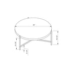 36.5 Modern Round Coffee Table with Wooden Top and Sleek Stainless-Steel Base for Living Room - 36.5L x 36.5W x 16.5H