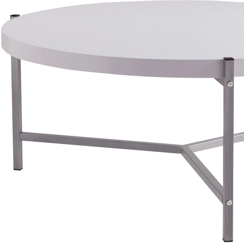 36.5 Modern Round Coffee Table with Wooden Top and Sleek Stainless-Steel Base for Living Room - 36.5L x 36.5W x 16.5H