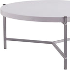36.5 Modern Round Coffee Table with Wooden Top and Sleek Stainless-Steel Base for Living Room - 36.5L x 36.5W x 16.5H