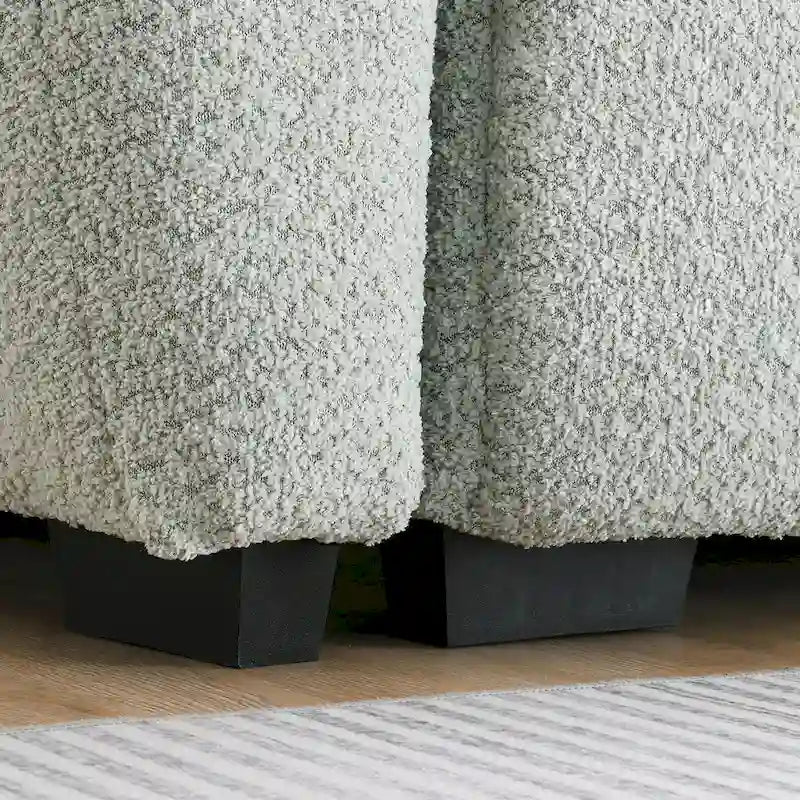 100 L-Shaped Sofa Boucle Fabric Couch with Movable Ottoman