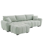 100 L-Shaped Sofa Boucle Fabric Couch with Movable Ottoman