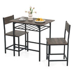 3PCS Dining Table Set Industrial Breakfast Nook Table Set w/ Wine Rack