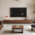 Mid-Century ModernTV Stands,4-6 Drawers, Solid Wood Brown Media Console