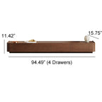 Mid-Century ModernTV Stands,4-6 Drawers, Solid Wood Brown Media Console
