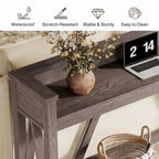 63-Inch Long Sofa Table, Wood Rustic Console Table