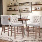 Contemporary Velvet Upholstered Counter Bar Stools Set of 4