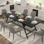 Farmhouse Dining Table for 8 People, 70.8-Inch Rectangular Wood Kitchen Table
