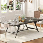 Farmhouse Dining Table for 8 People, 70.8-Inch Rectangular Wood Kitchen Table