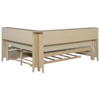 Antique White L-Shaped Full Daybed with Storage Shelves, Sliding Door Compartments & Hidden Trundle