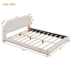 Curve Shaped Headboard Bed Frame, Teddy Fleece Upholstered Platform Bed with Thick Fabric, Wood Low Profile Bed Panel Bed