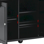 Kitchen Cart With Rubber Wood Desktop Rolling Mobile Kitchen Island With Storage And 5 Draws 53 Inch Length(no include stool)